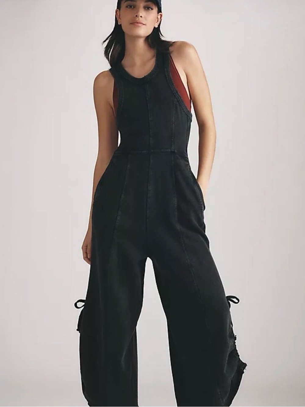 Anthropologie Bohemian Baggy Black Wide-Leg Utility Jumpsuit